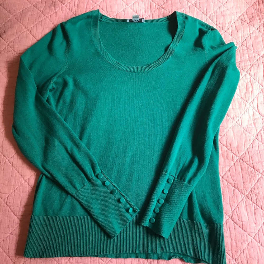 LOFT Scoop Neck Sweater in Green